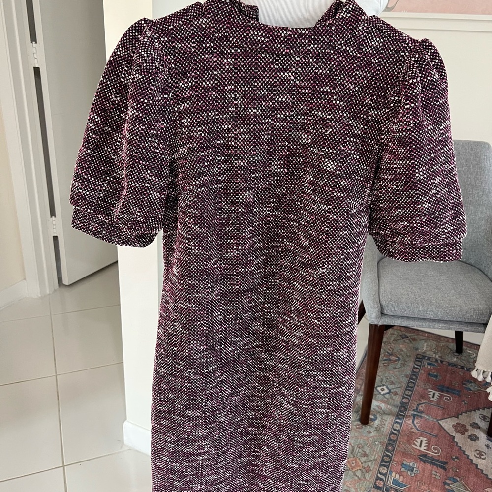 Ann Taylor Factory Sheath Dress Women's Sz 2 Purple Fleck Puff Sleeve NWT